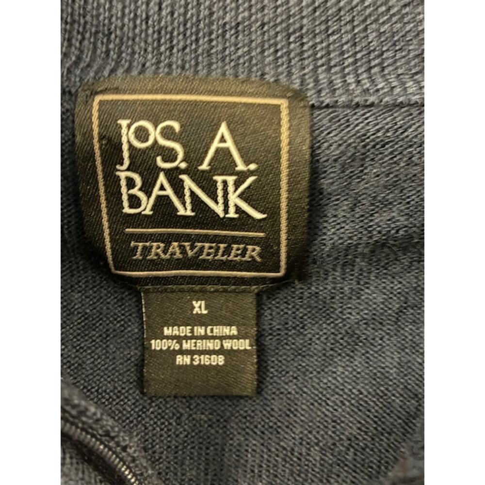 Jos A Bank 100% Merino Wool Quarter Zip Mock‎ Neck Sweater Mens X-Large Navy - Picture 3 of 4